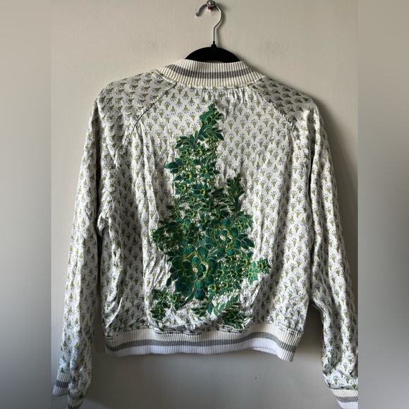 Anthropologie Tiny Edition Bomber Jacket with embroidery design. - Picture 1 of 8